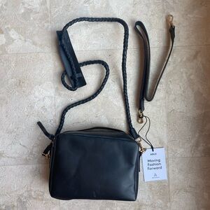 ABLE Aurora crossbody black leather camera bag removable shoulder strap NWT